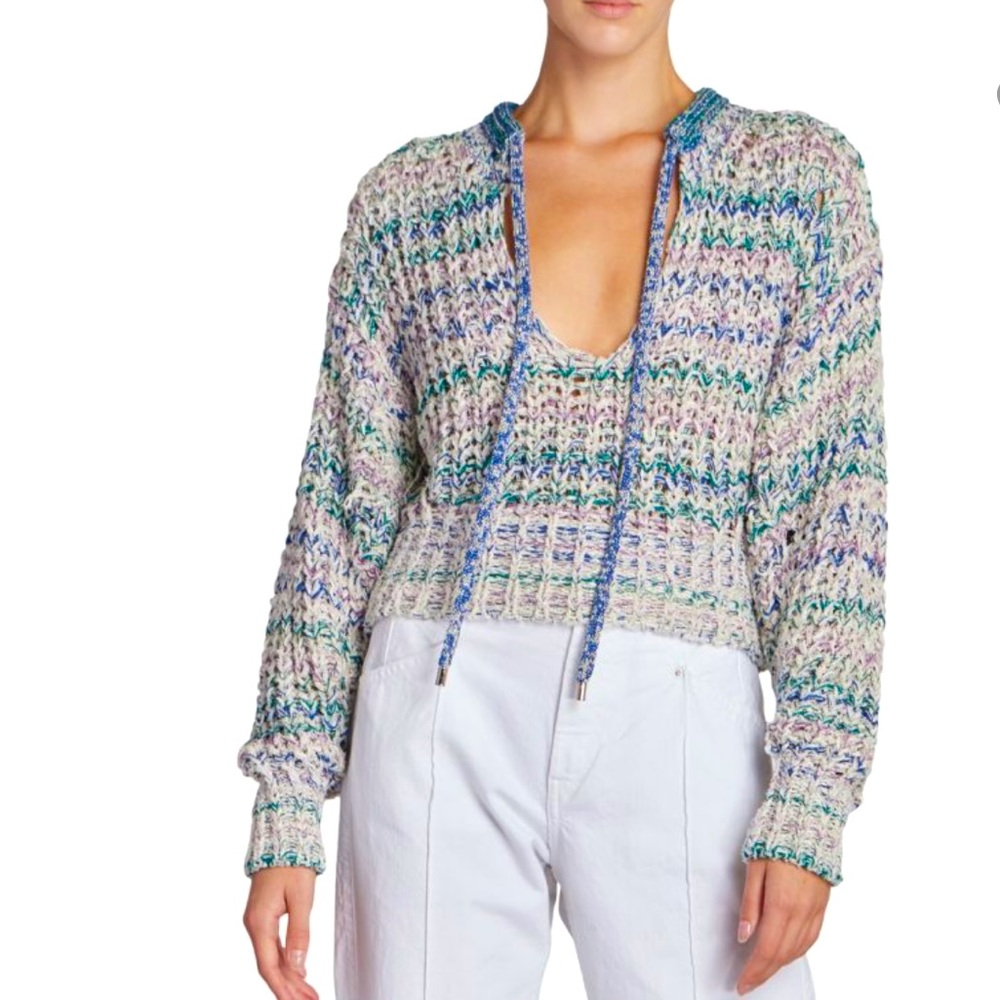 NEW NWOT Isabel Marat Andrea Open Knit Metallic Cropped Sweater Pullover Size 44